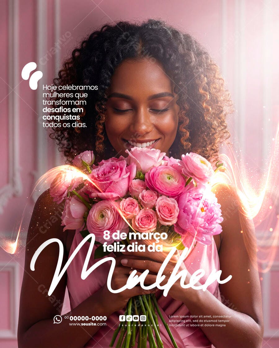Post Instagram Dia da Mulher 8 de Março PSD Editável