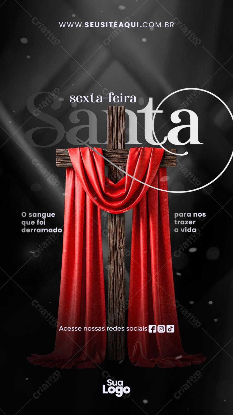 Story Sexta-Feira Santa Páscoa Cruz PSD Editável