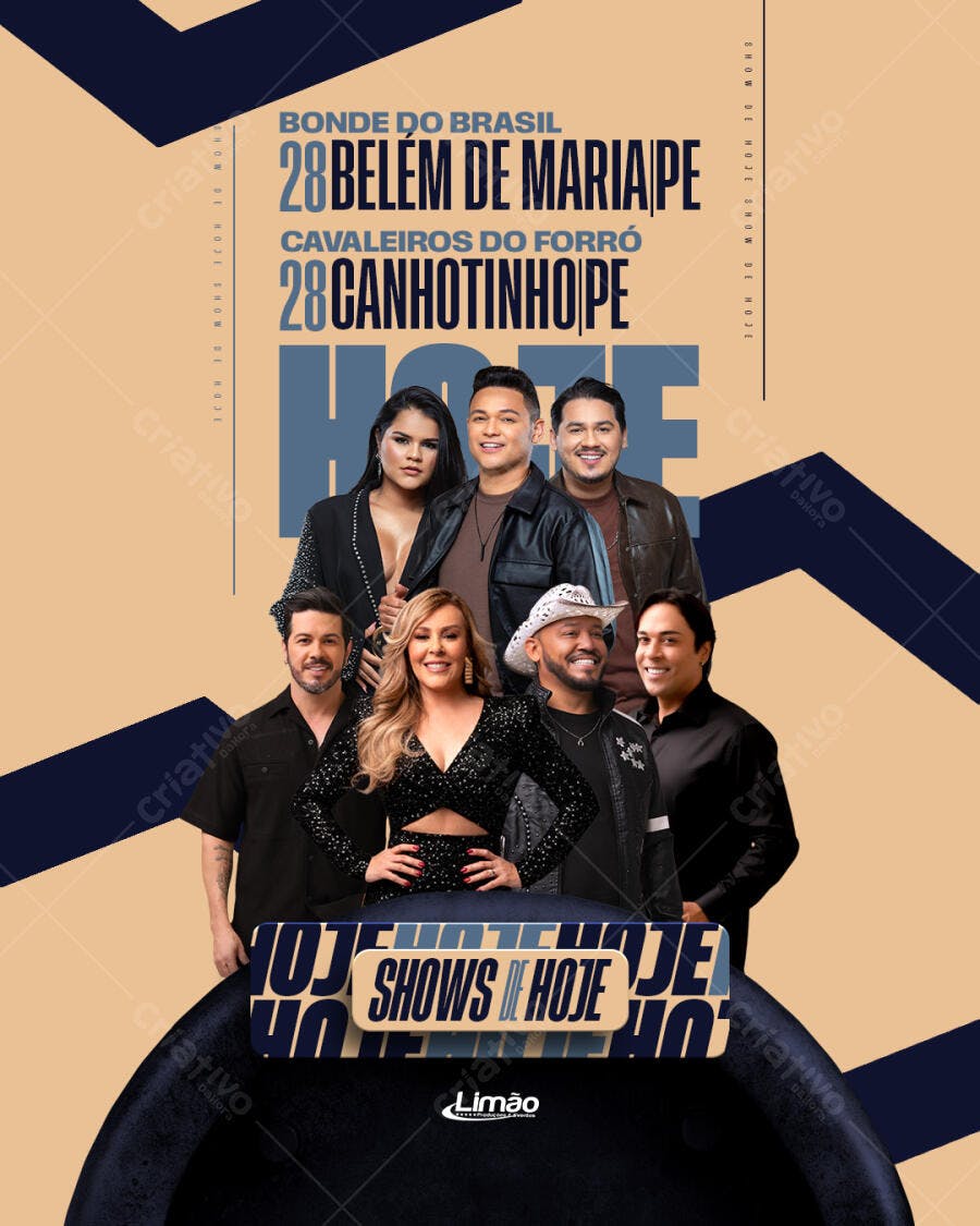 Post Shows de Hoje Evento Musical PSD Editável
