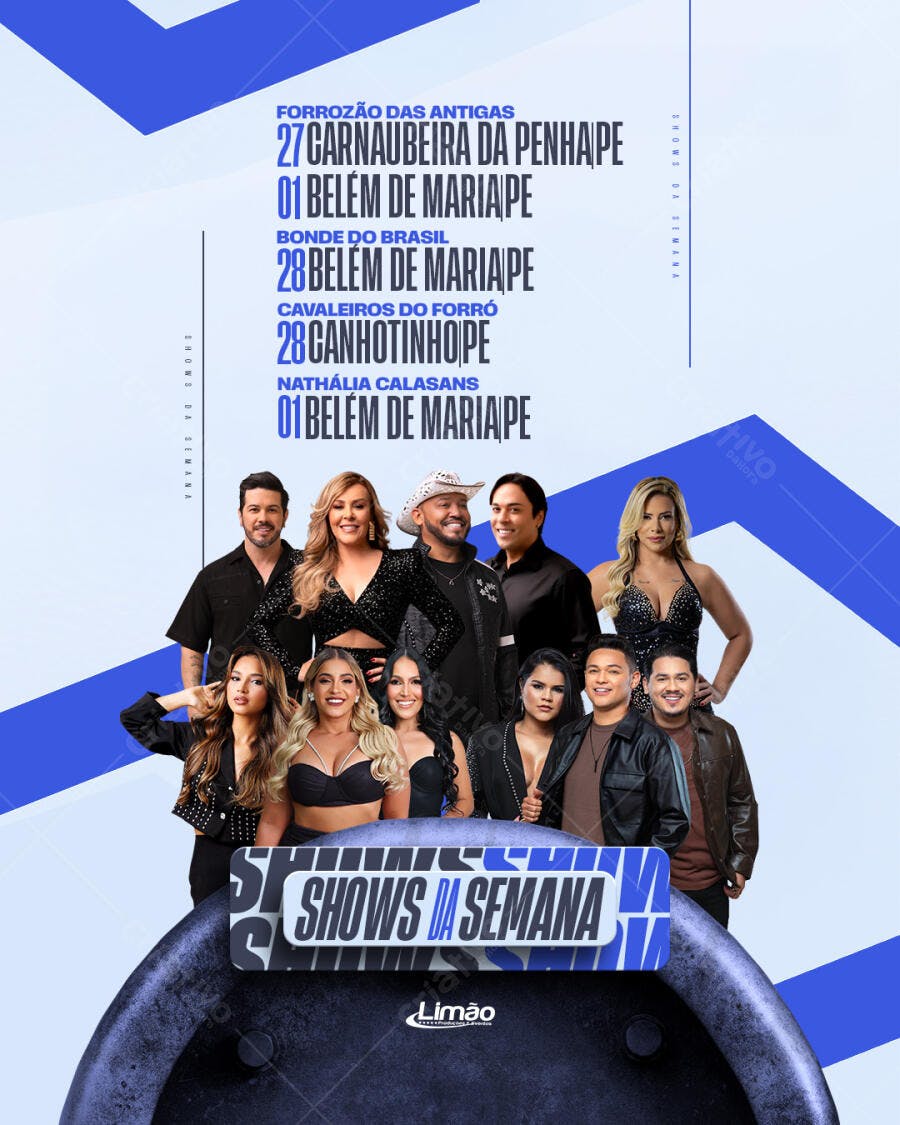 Post Instagram Shows da Semana Eventos PSD Editável