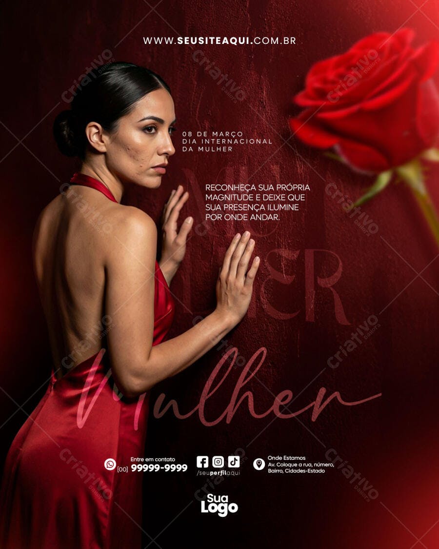 Post Dia Internacional da Mulher 8 de Março PSD Editável