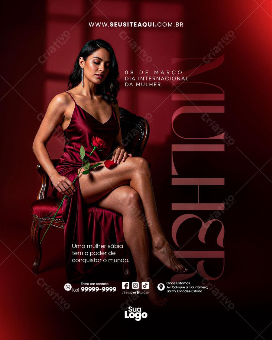 Post Instagram Dia Internacional da Mulher 8 de Março PSD Editável