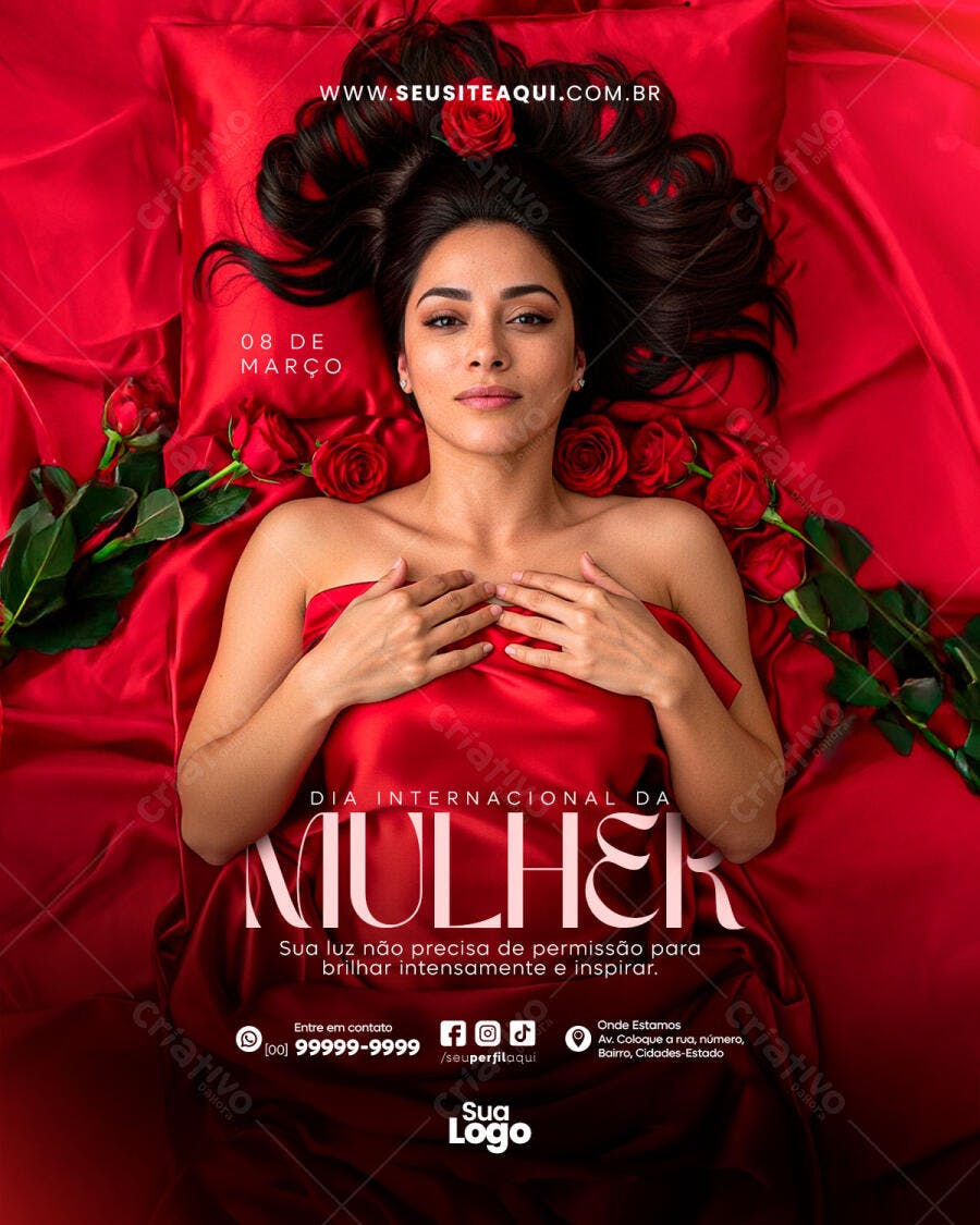 Post Instagram Dia Internacional da Mulher 8 de Março PSD Editável