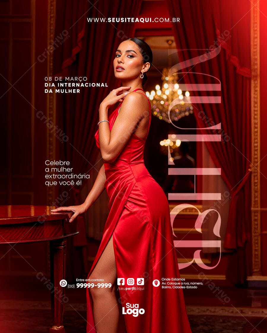 Post Instagram Dia Internacional da Mulher 8 de Março PSD Editável