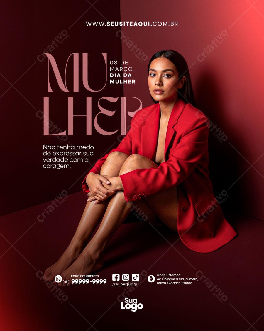 Post Dia Internacional da Mulher 8 de Março PSD Editável