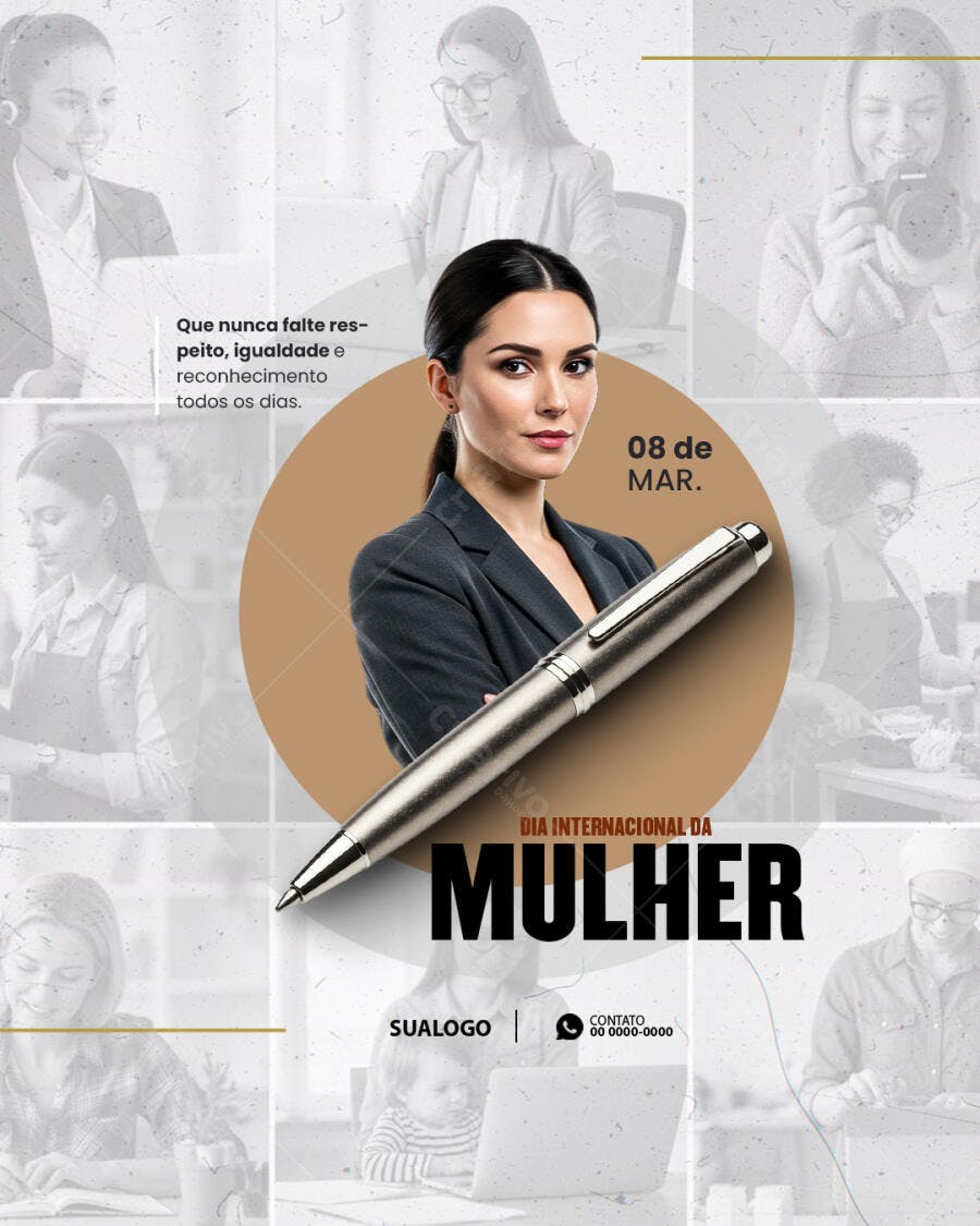 Post Dia Internacional da Mulher 8 de Março PSD Editável