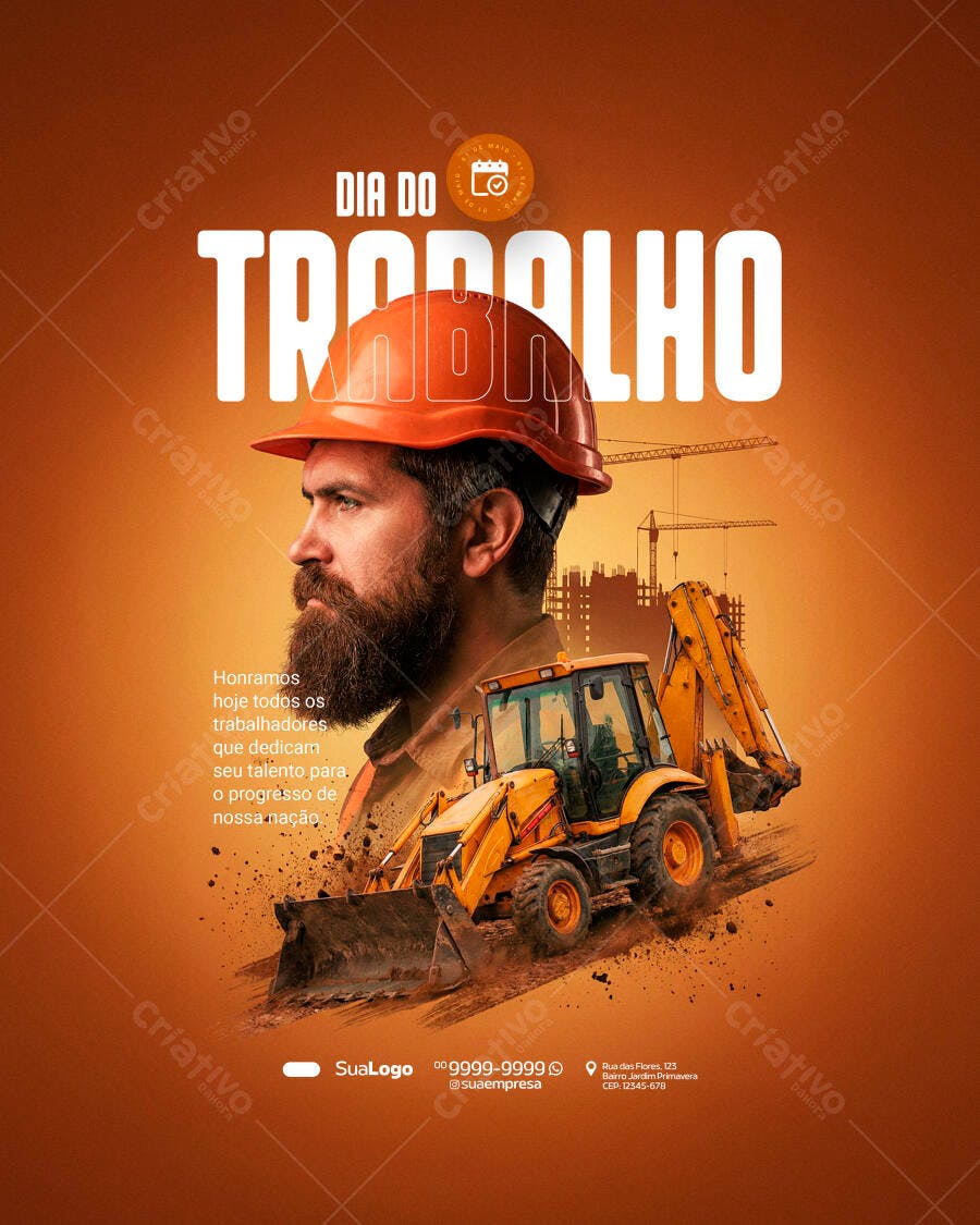 Post Dia do Trabalho 1 de Maio PSD Editável