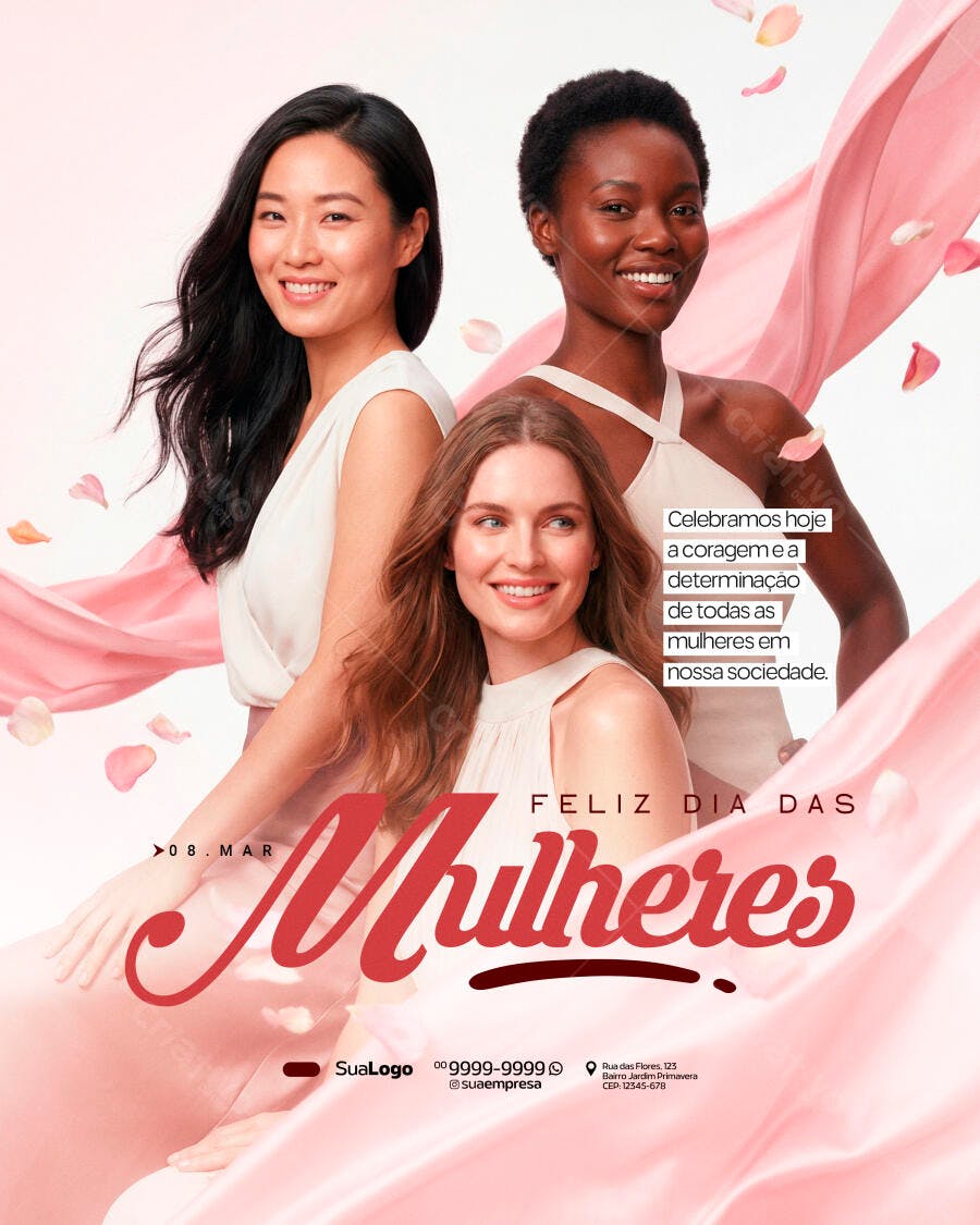 Post Instagram Dia da Mulher 8 de Março PSD Editável