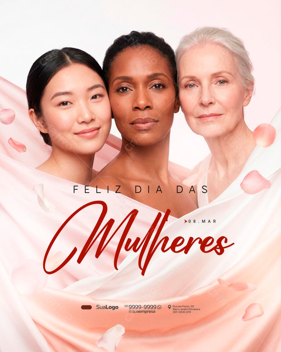 Post Dia Internacional da Mulher 8 de Março PSD Editável
