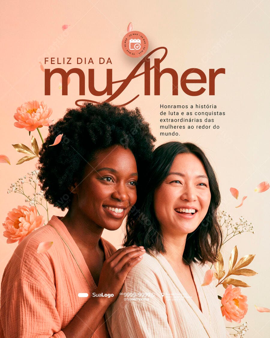 Post Instagram Dia da Mulher 8 de Março PSD Editável
