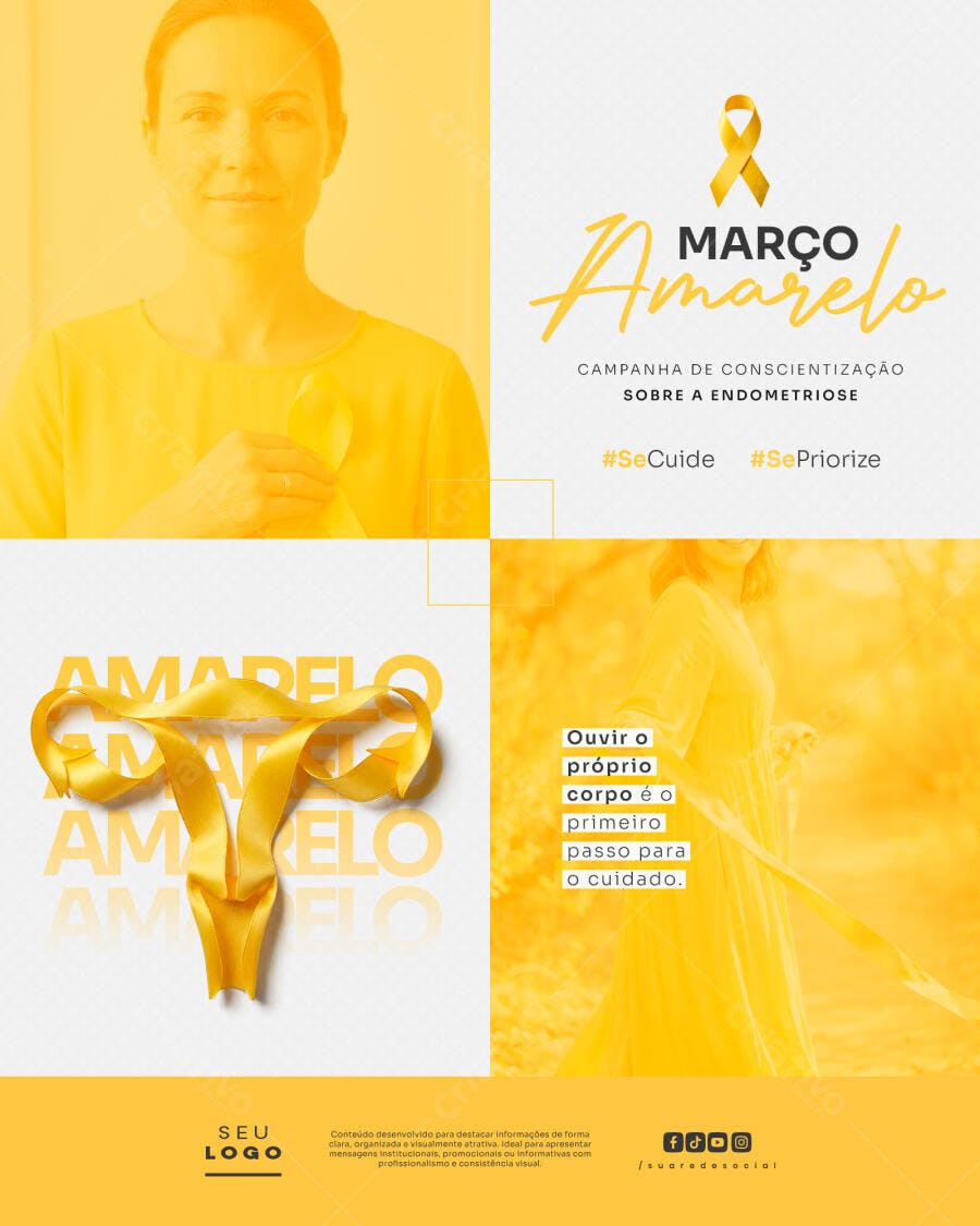 Post Março Amarelo Endometriose PSD Editável