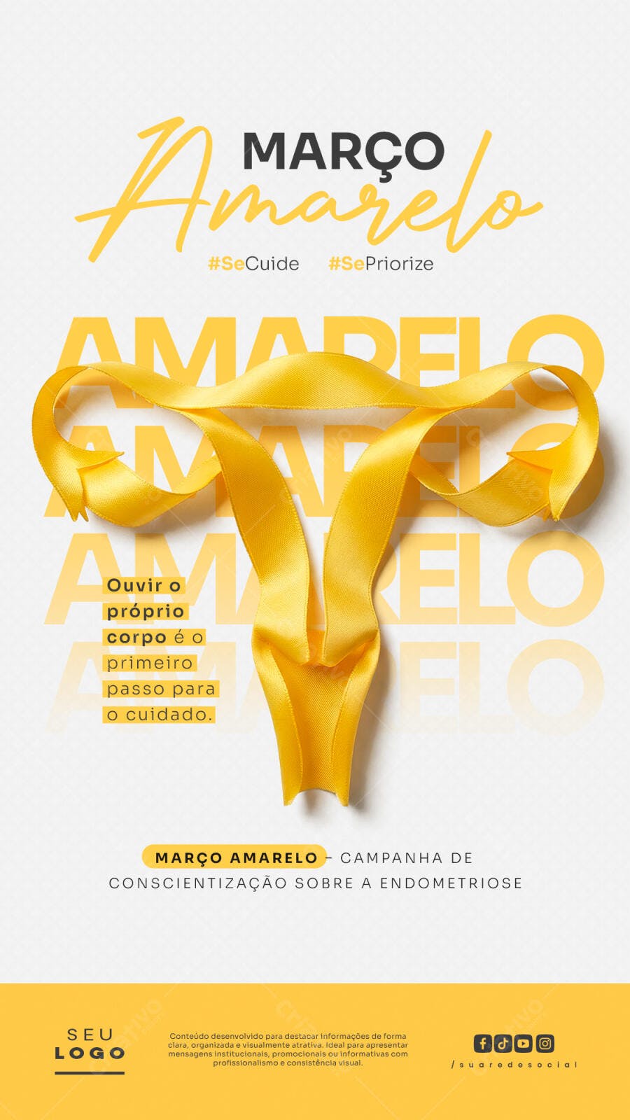 Post Março Amarelo Conscientização Endometriose PSD Editável