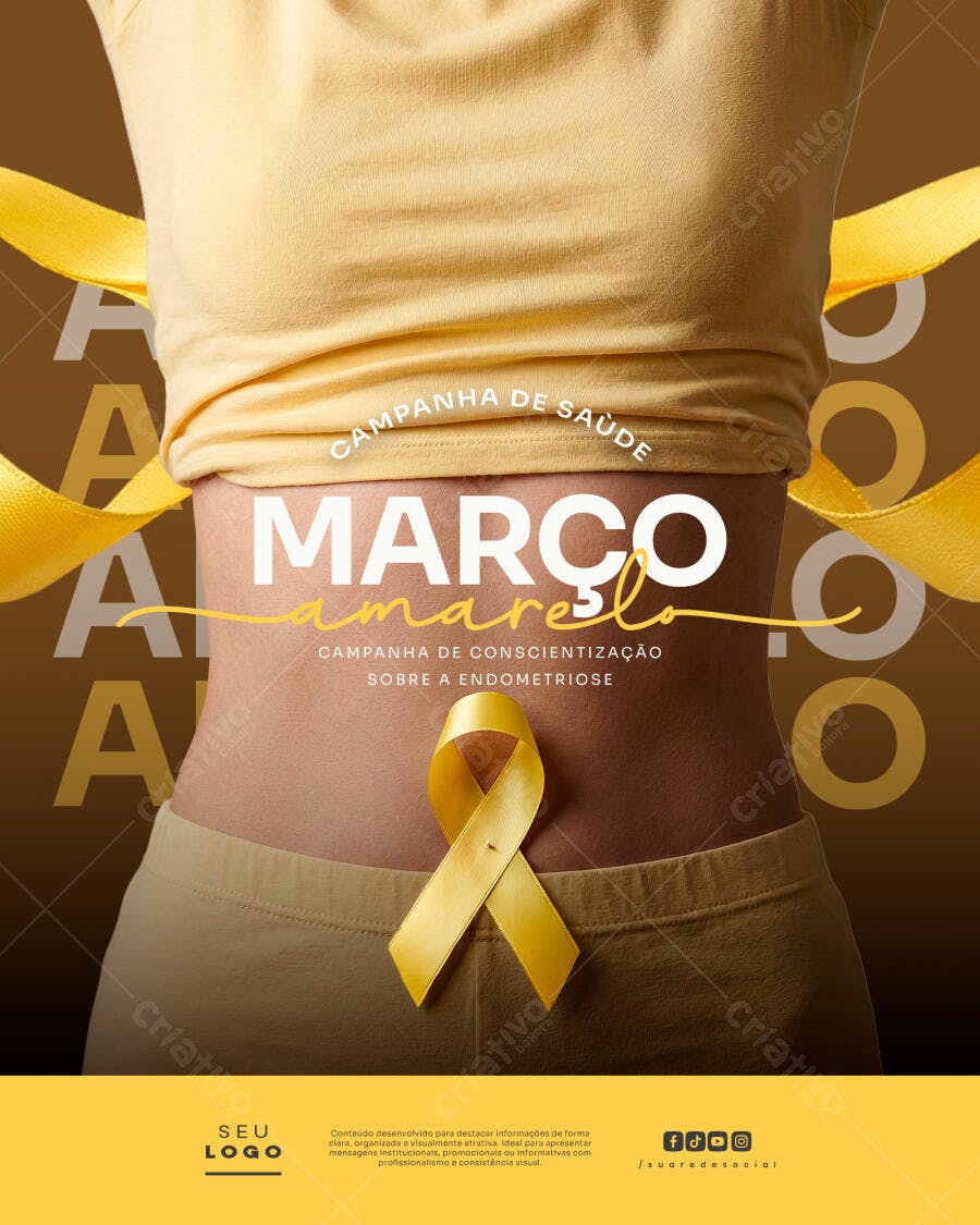 Post Instagram Março Amarelo Endometriose PSD Editável