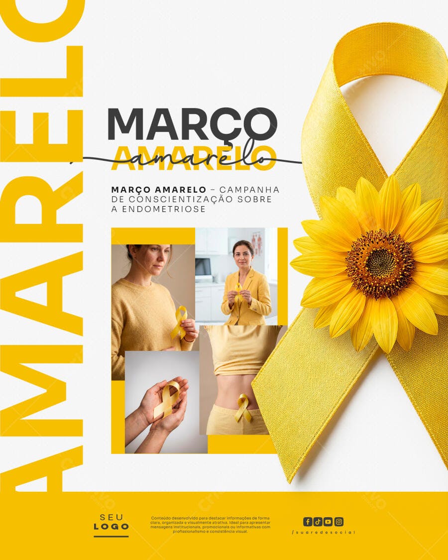 Post Instagram Março Amarelo Endometriose PSD Editável