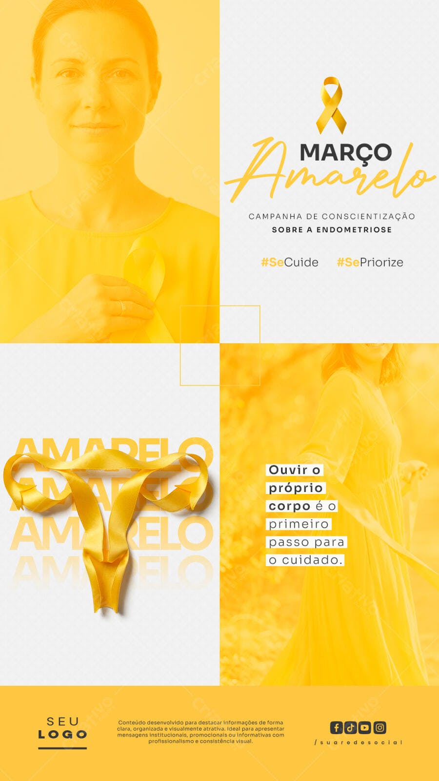 Post Instagram Março Amarelo Endometriose PSD Editável