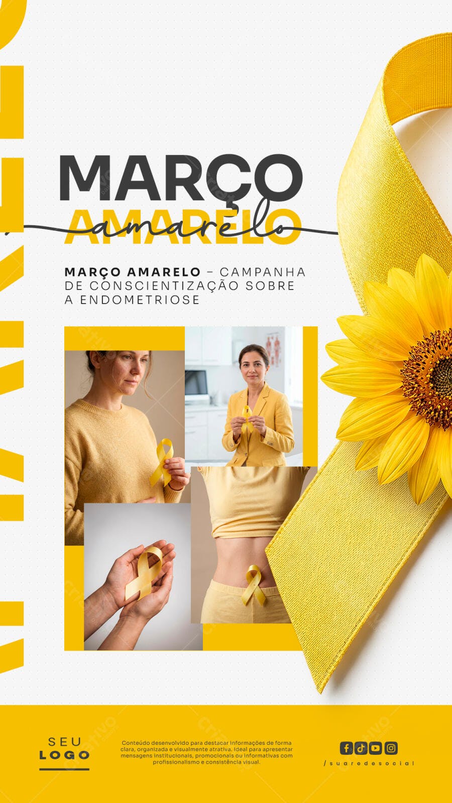 Post Instagram Março Amarelo Endometriose PSD Editável