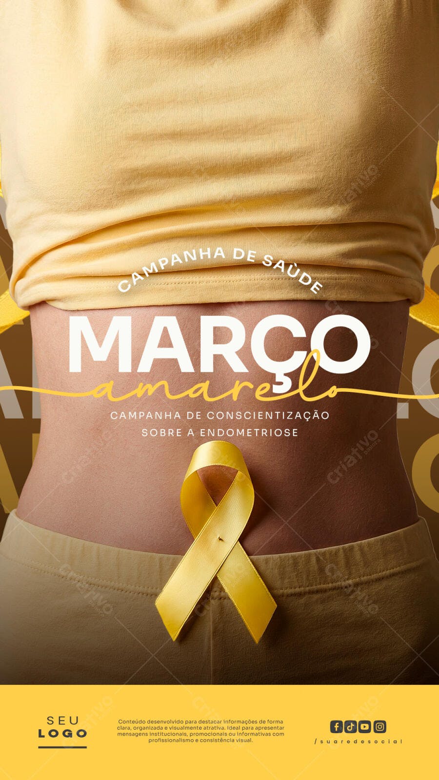 Post Instagram Março Amarelo Endometriose PSD Editável