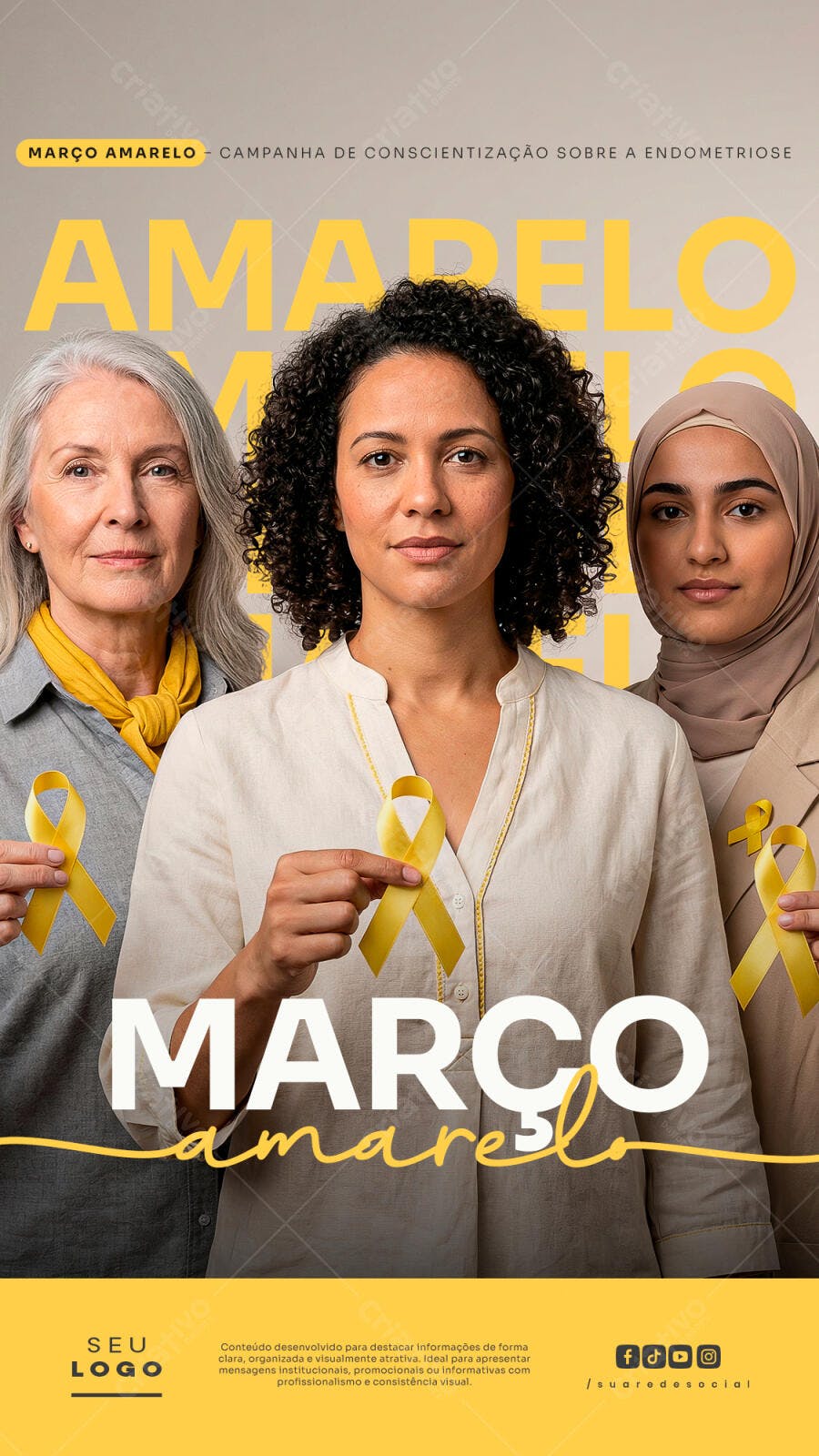 Post Março Amarelo Endometriose PSD Editável