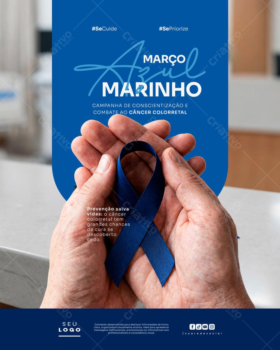 Post Instagram Março Azul Marinho Conscientização PSD Editável