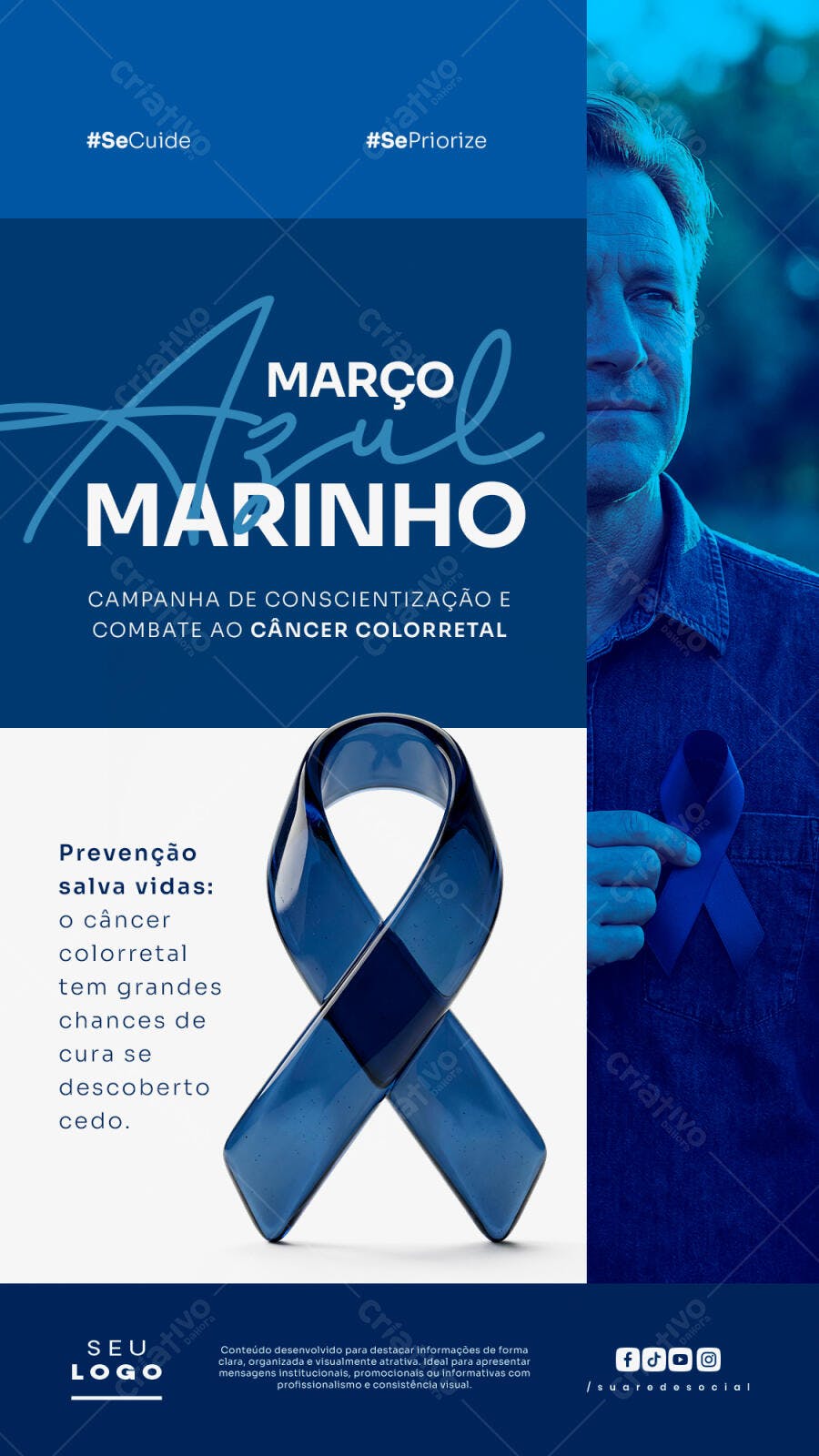 Post Instagram Março Azul Marinho Conscientização PSD Editável