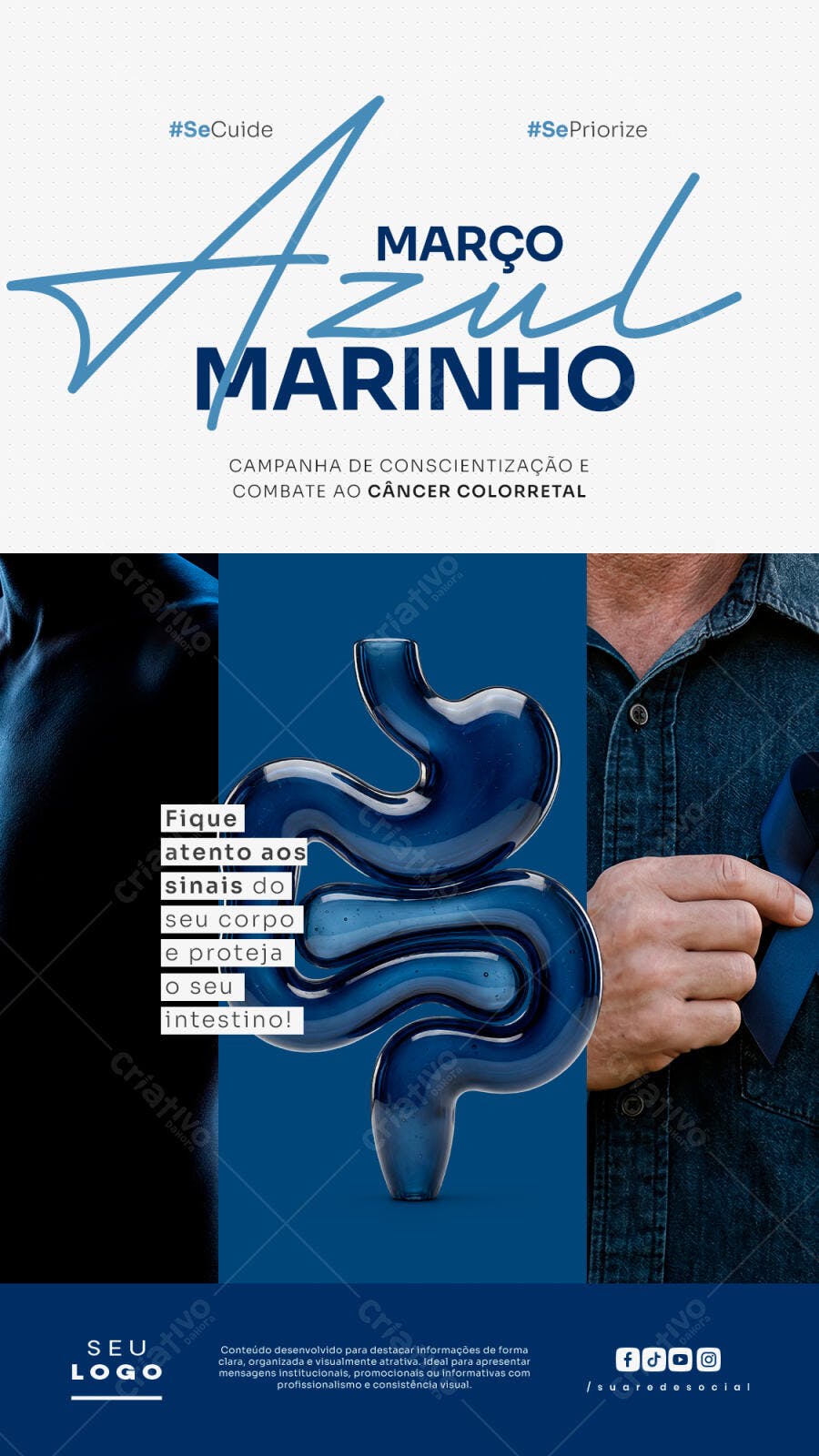 Post Março Azul Marinho Conscientização Câncer PSD Editável