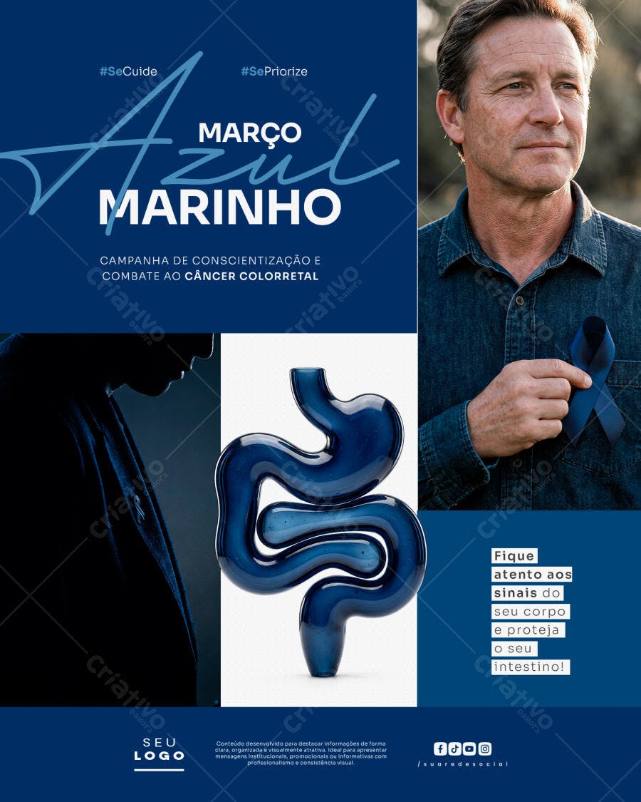 Post Instagram Março Azul Marinho Conscientização PSD Editável