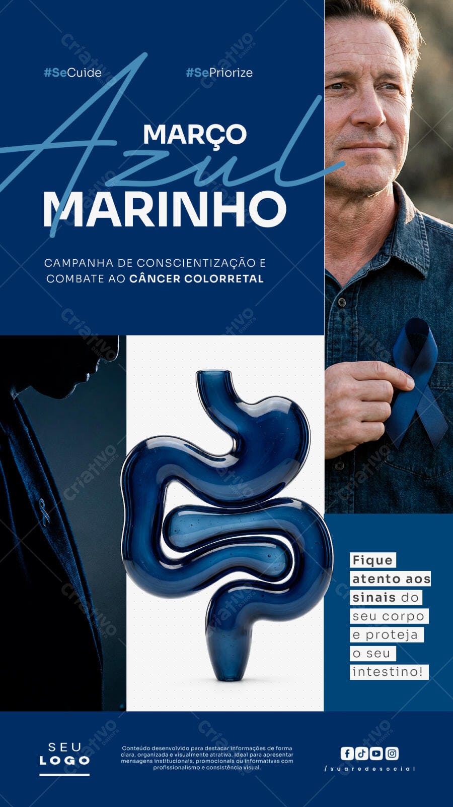 Story Março Azul Marinho Conscientização Câncer Colorretal PSD Editável