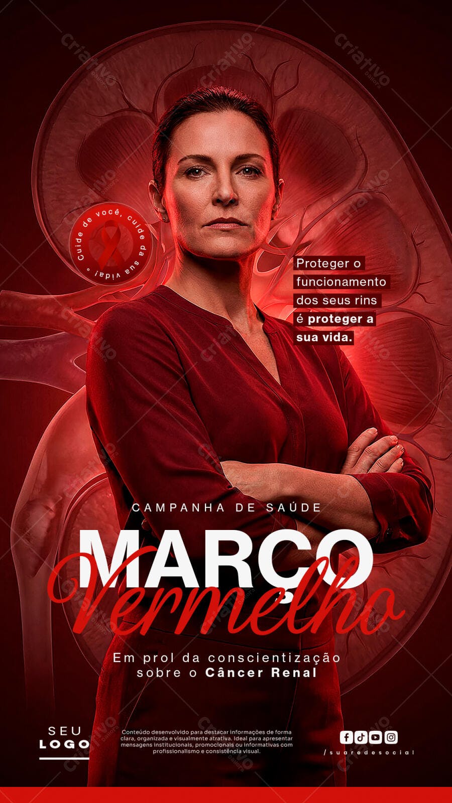 Story Março Vermelho Câncer Renal Saúde PSD Editável
