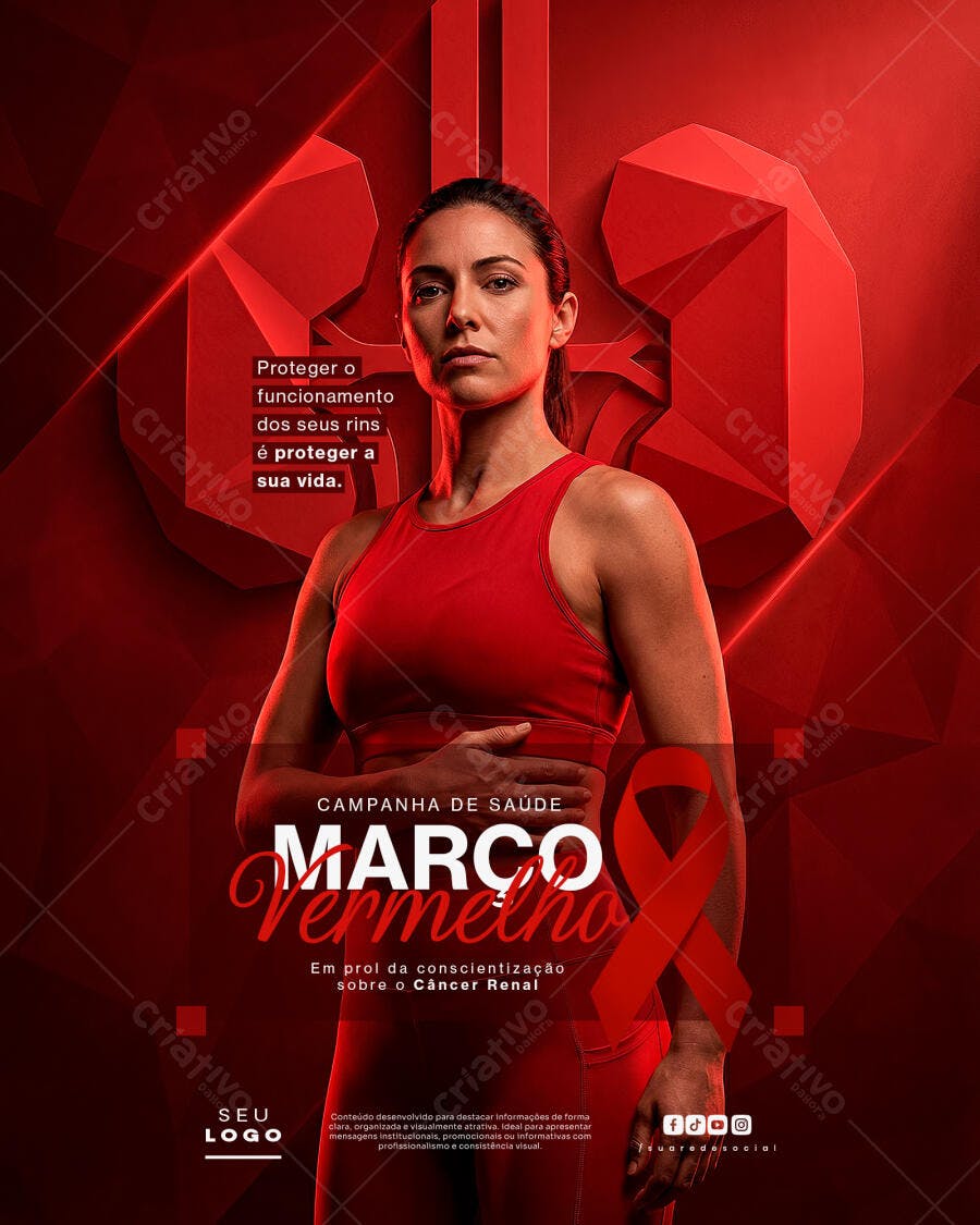 Post Instagram Março Vermelho Saúde Renal PSD Editável
