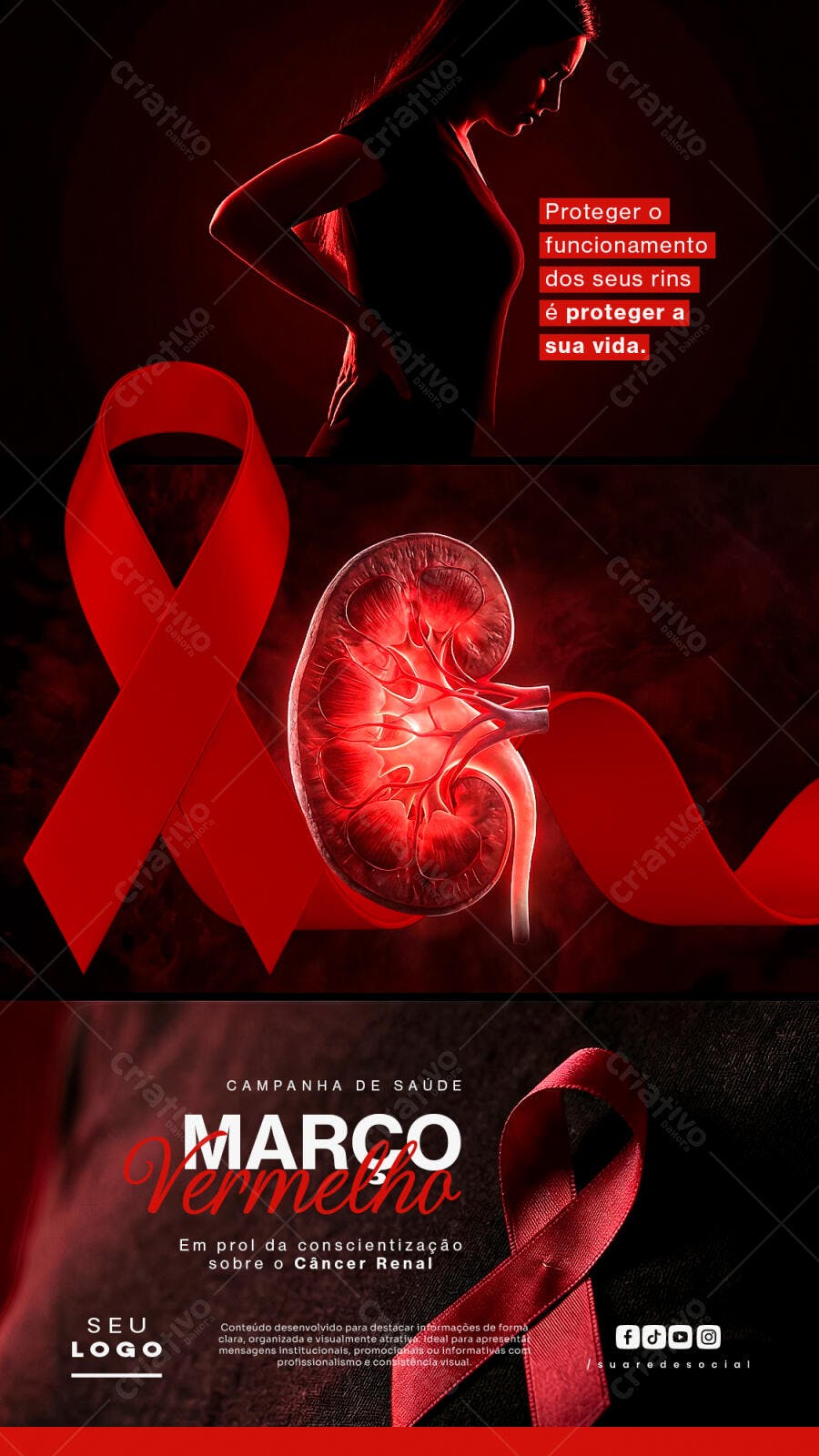 Post Instagram Março Vermelho Saúde Renal PSD Editável