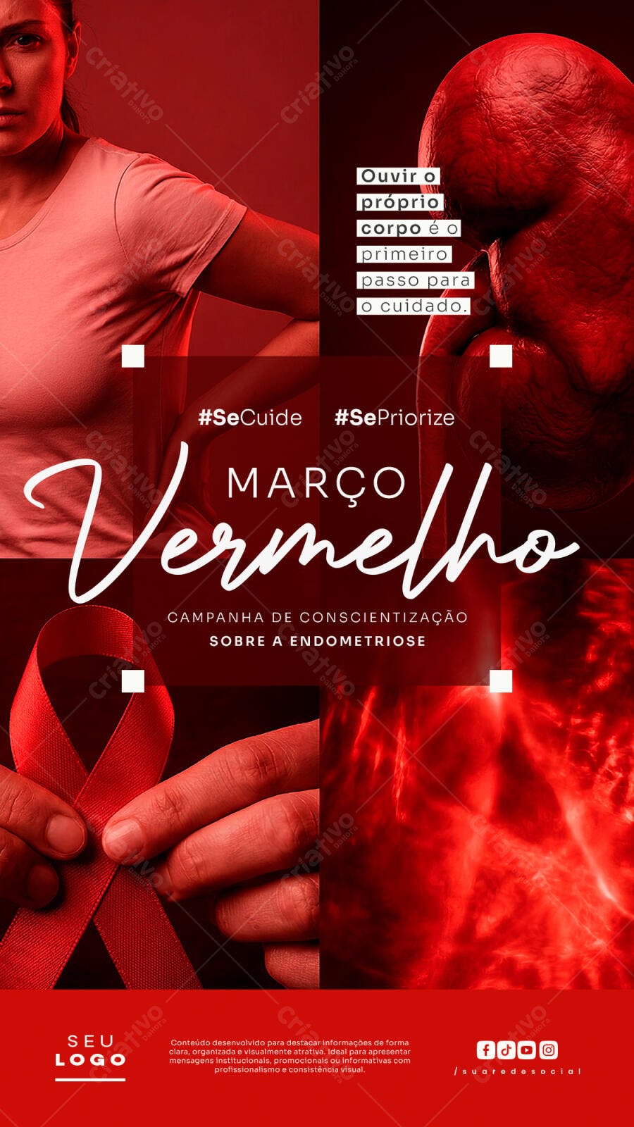Story Março Vermelho Endometriose Campanha PSD Editável