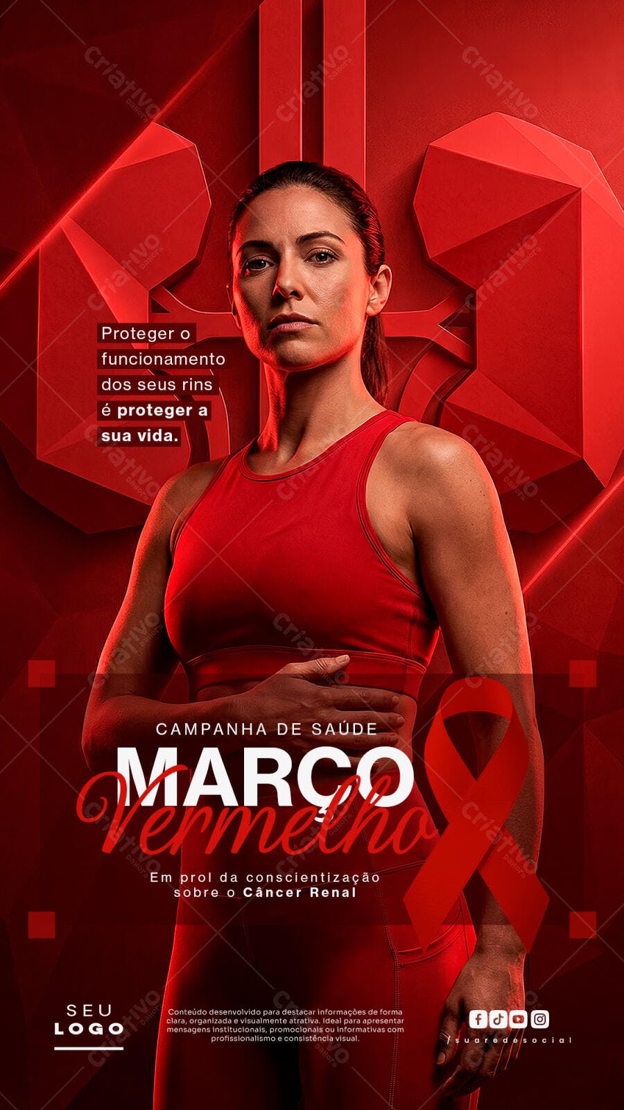 Story Instagram Março Vermelho Câncer Renal PSD Editável
