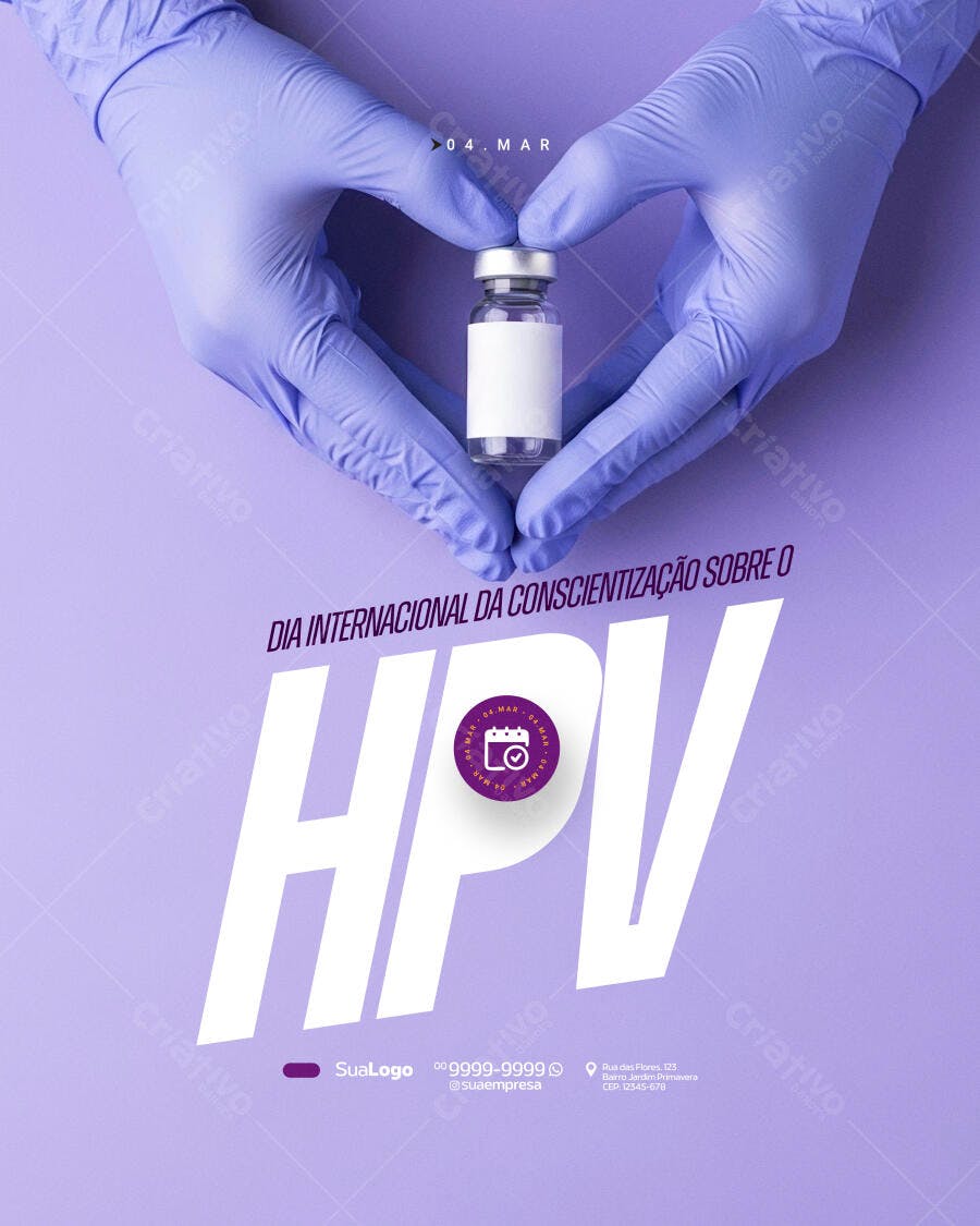 Post Instagram Dia Conscientização HPV Saúde PSD Editável