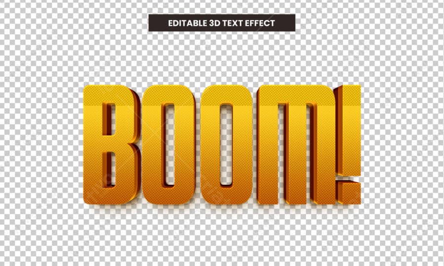 Efeito de Texto 3D Boom Dourado PSD Editável