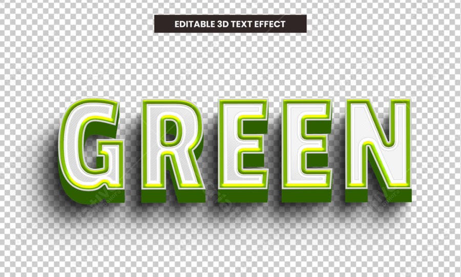 Efeito de Texto 3D Verde Editável PSD