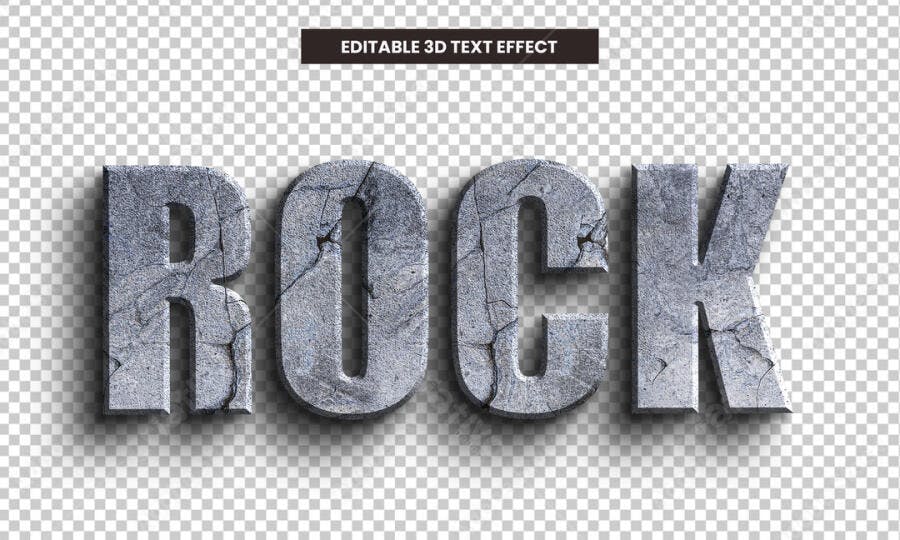 Efeito de Texto 3D Rock Pedra PSD Editável