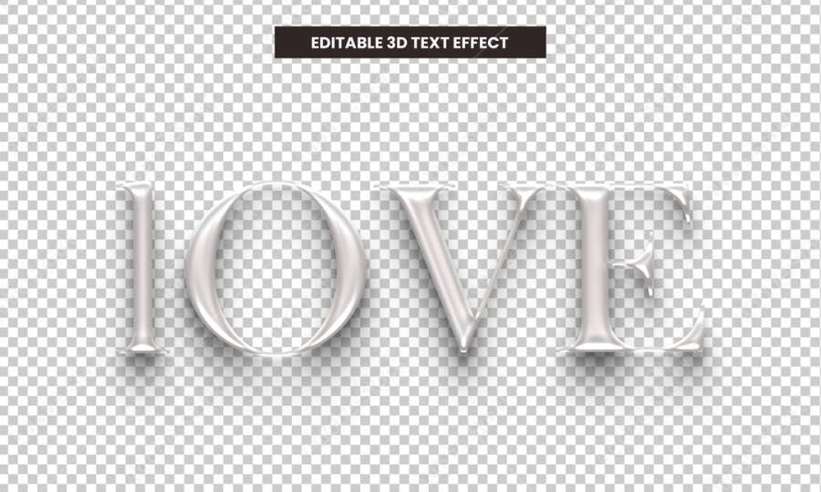 Efeito de Texto 3D Love PSD Editável