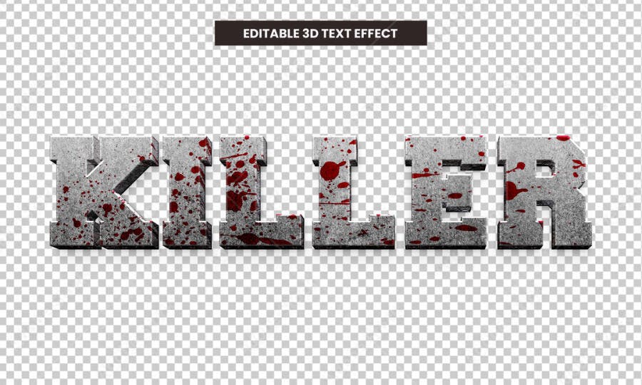Efeito de Texto 3D Killer Sangue PSD Editável