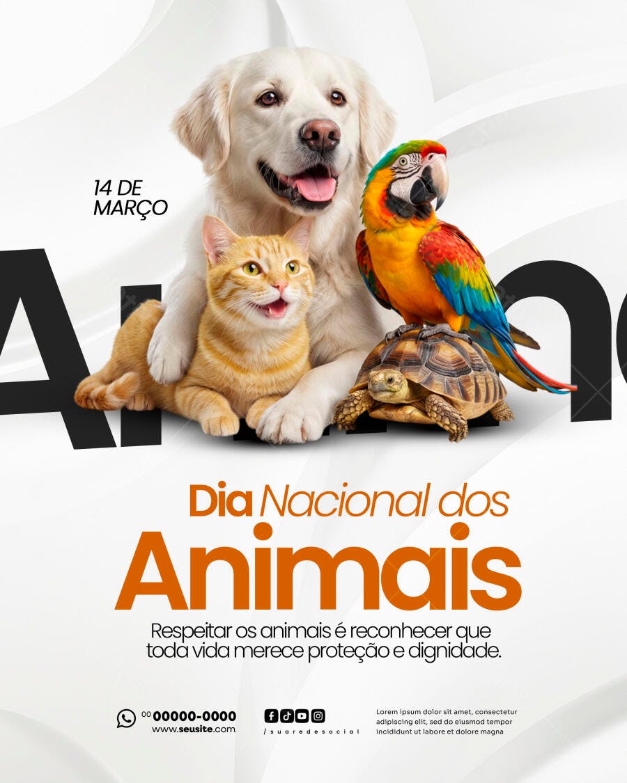 Post Dia Nacional dos Animais Pet Shop PSD Editável