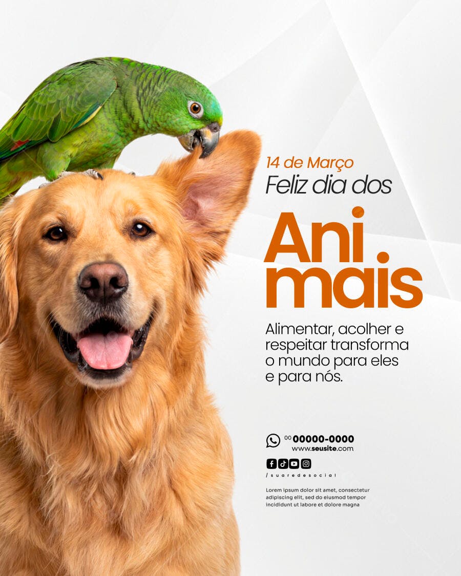 Post Instagram Dia dos Animais Pet Shop PSD Editável