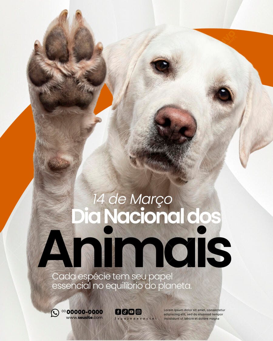 Post Dia Nacional dos Animais Pet Shop PSD Editável