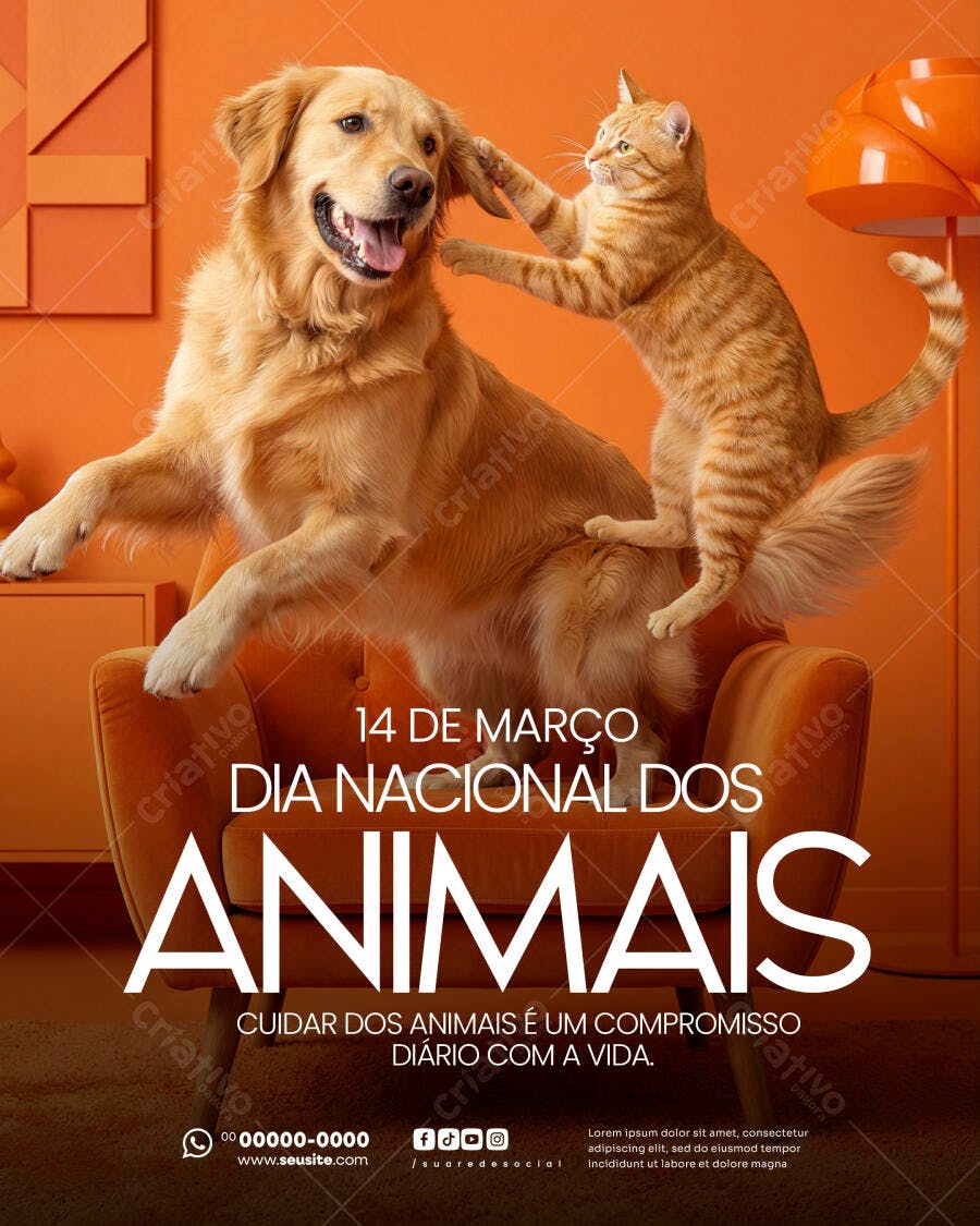Post Instagram Dia Nacional dos Animais Pet Shop PSD Editável