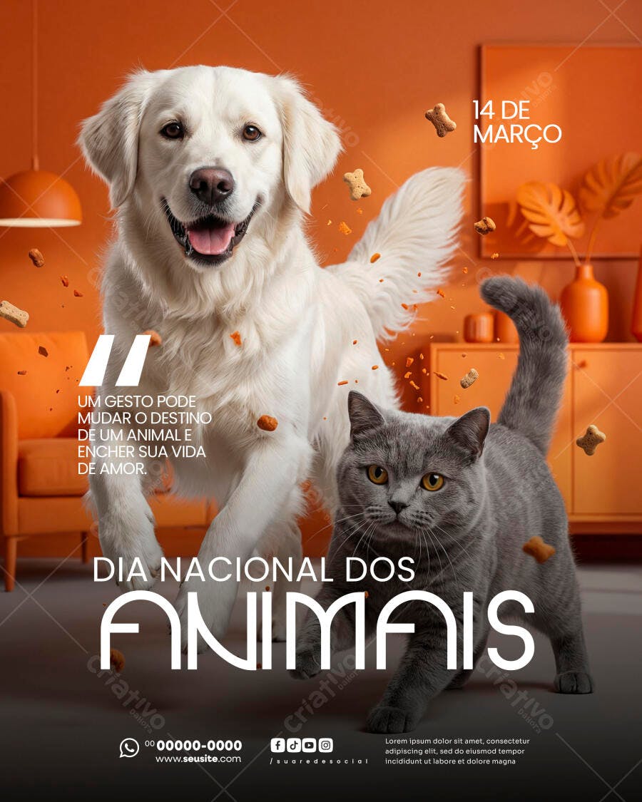 Post Dia Nacional dos Animais Pet Shop PSD Editável
