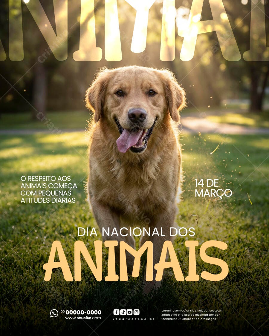 Post Dia Nacional dos Animais Pet Shop PSD Editável