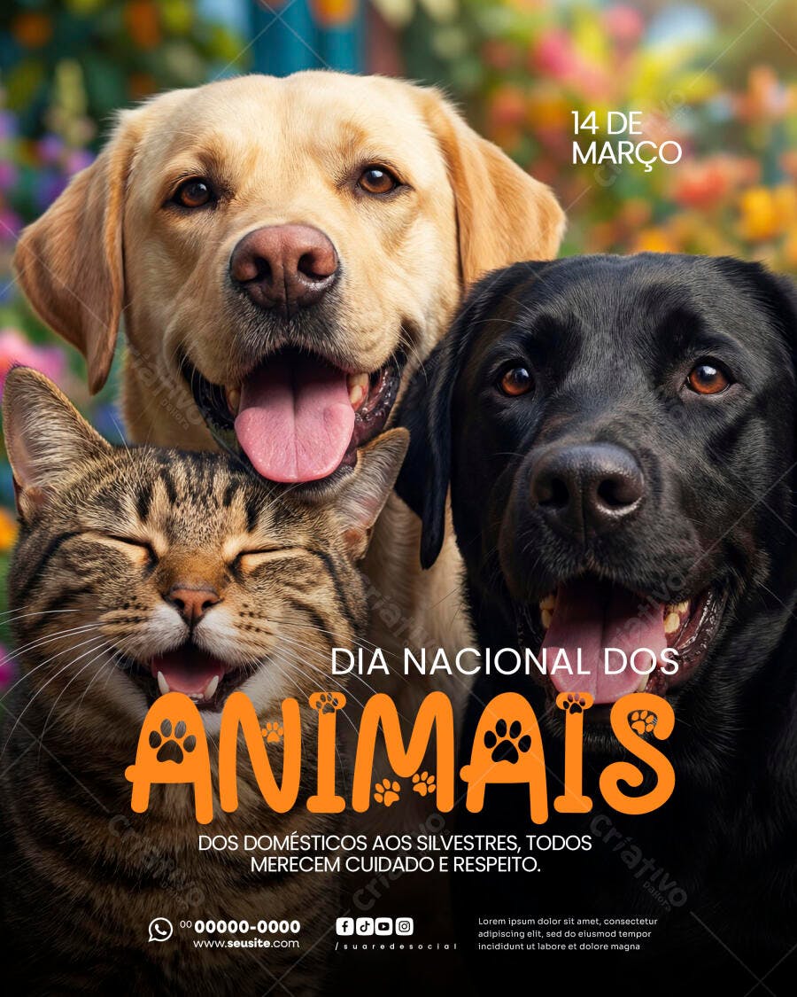 Post Dia Nacional dos Animais Pet Shop PSD Editável
