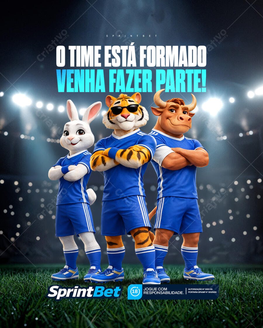 Post Instagram Apostas Esportivas Time Mascotes PSD Editável