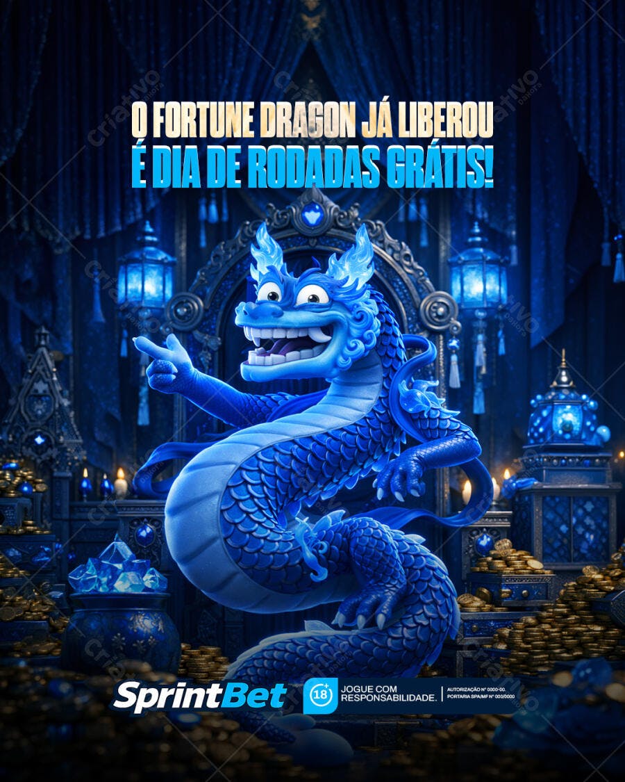 Post Instagram Fortune Dragon Cassino Online PSD Editável