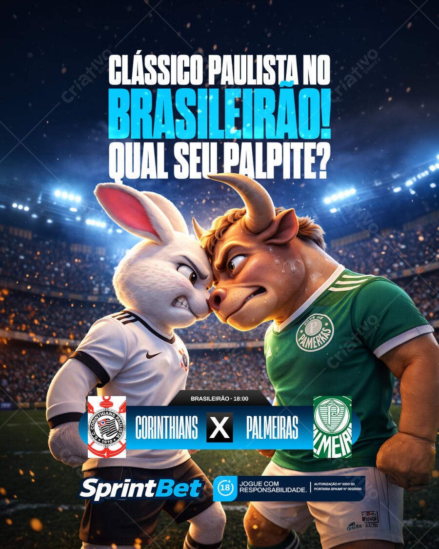 Post Instagram Clássico Paulista Brasileirão PSD Editável