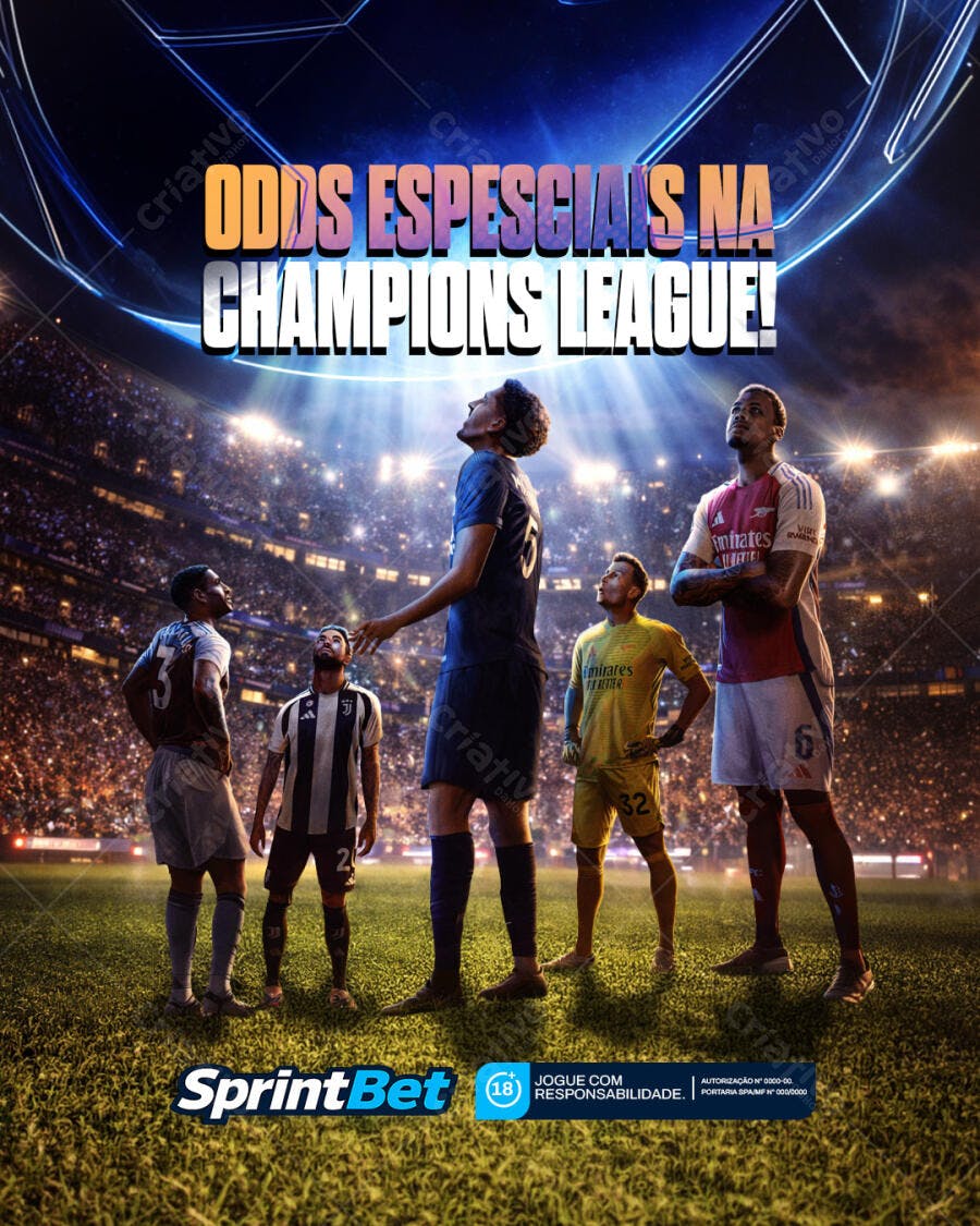Post Instagram Champions League Futebol PSD Editável