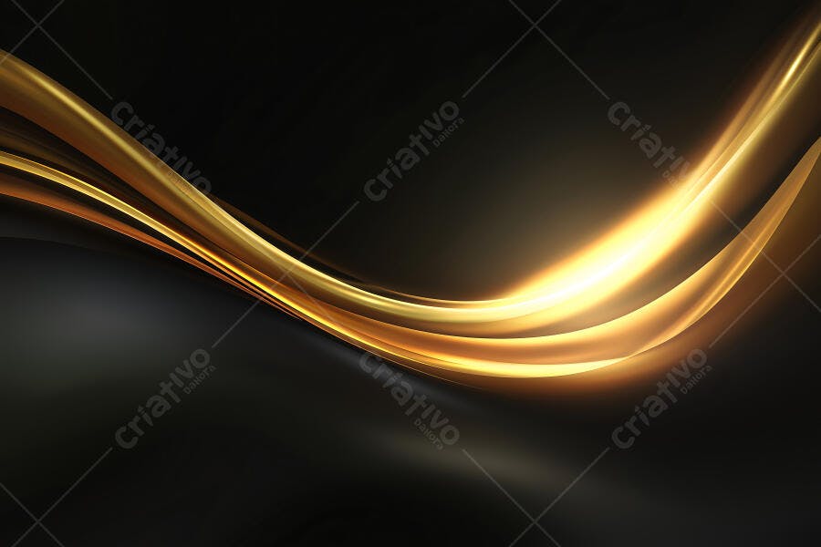 Abstrato Ondas Douradas Fundo Preto Brilho Luxuoso